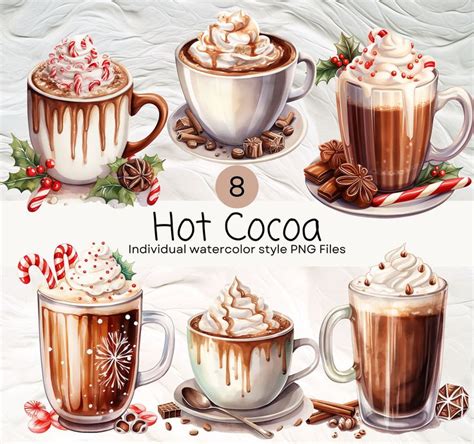Watercolor Hot Cocoa Clipart Hot Chocolate Png For Commercial Use Pod Winter Drink Clip Arts