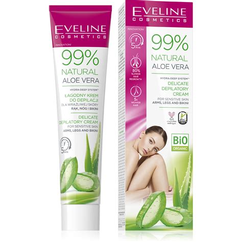 Eveline Natural Aloe Vera Gentle Hair Removal Cream For Sensitive Leg Arms And Bikini Skin