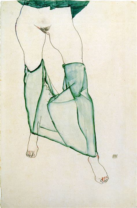 The Art Of Egon Schiele Standing Nude In Green Garment Etsy