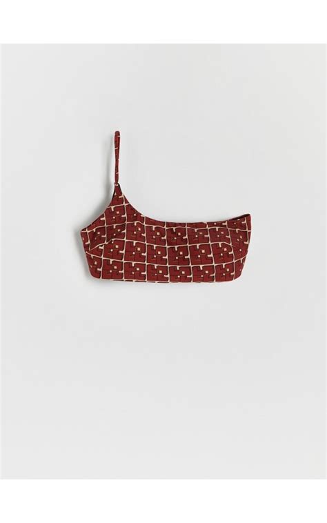 Top bikini na jedno ramię Kolor karminowy RESERVED O X