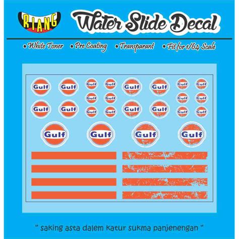 Jual Decal Waterslide Hot Wheels Universal Gulf Logo Kota Denpasar CCNK Garage Tokopedia