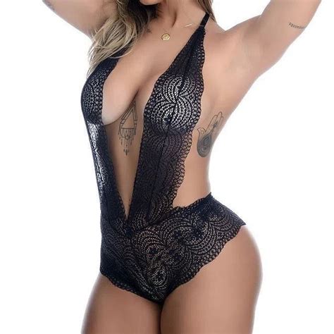PROMOÇÃO Body Boris Sexy Sensual Renda Rendado Lingerie Frente Unica Costas Nua Shopee Brasil
