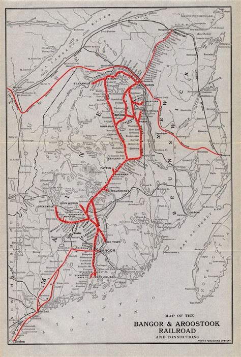 1920 Antique Bangor And Aroostook Railroad Map Canadian National Pacific