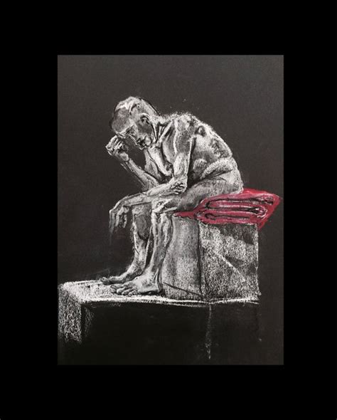 Thinker Male Nude Pastel Drawing By Kathryn Sassall Artfinder