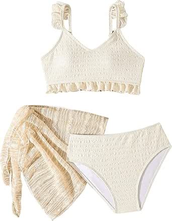 Amazon Soly Hux Girl S Cute Bikini Set Piece Ruffle Swimsuit High Waist Bathing Suit With