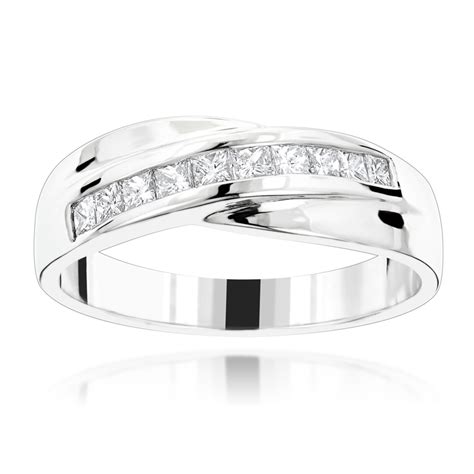 18k White Gold Mens Diamond Wedding Band 1ct 007232