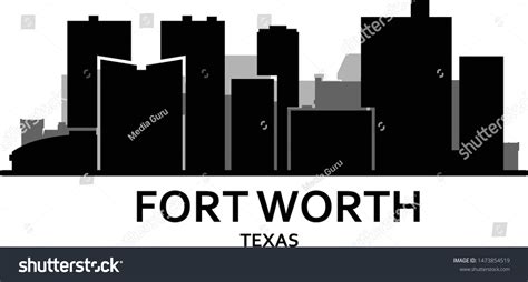 Silhouette Fort Worth Skyline Fort Worth Stock Vector Royalty Free