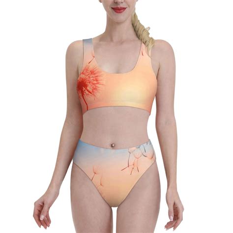 Daiia The Sunset Of Dandelion Women S Bikini Swimsuit Two Piece Swimsuit High Waisted Slim Fit