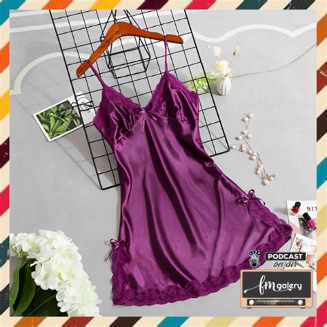 Jual Fm Lingerie Daster Piyama Satin Baju Tidur Renda Pakain Dalam Wanita Bahan Satin
