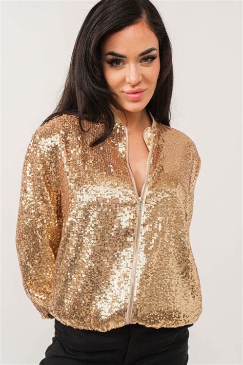 Sequin Gold Bumper Jacket Shopperboard