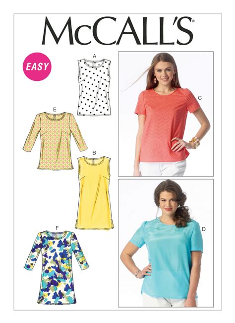 M6927 Misses Women S Pullover Tops And Tunics Sewing Pattern