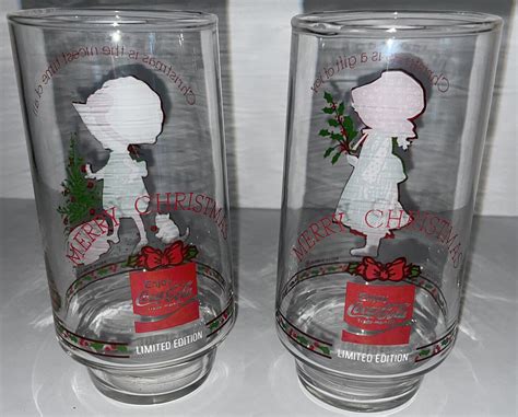 Holly Hobbie Christmas Glasses Set Of 2 Coca Cola Limited Edition Collectible Ebay