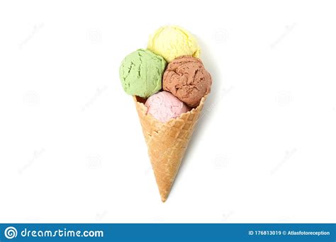 Helado En Cono De Wafer Aislado En El Fondo Imagen De Archivo Imagen