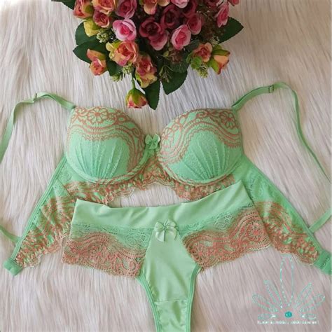 Conjunto Lingerie Renda Verde Paradise Shopee Brasil