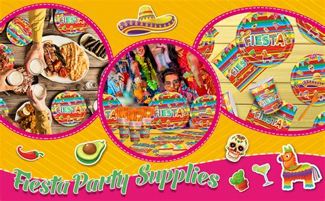 120pcs Fiesta Party Supplies Mexican Plates Napkins Cinco De Mayo Decorations Taco