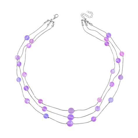 Buy Purple Magic Color Glass 3 Row Station Necklace 20 22 Inches In