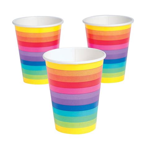 Rainbow 12oz Cups Party Supplies 8 Pieces