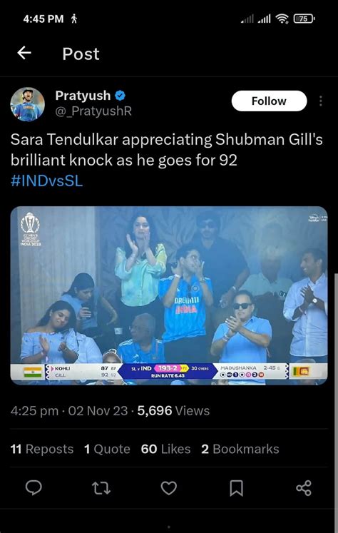 IND vs SL: Sara Tendulkar Gives A Standing Ovation To Shubman Gill ...