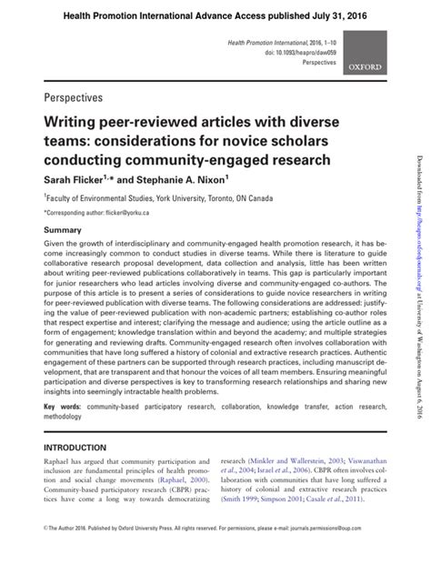 Writing Peer-Reviewed Articles With Diverse Teams - Considerations For ... 