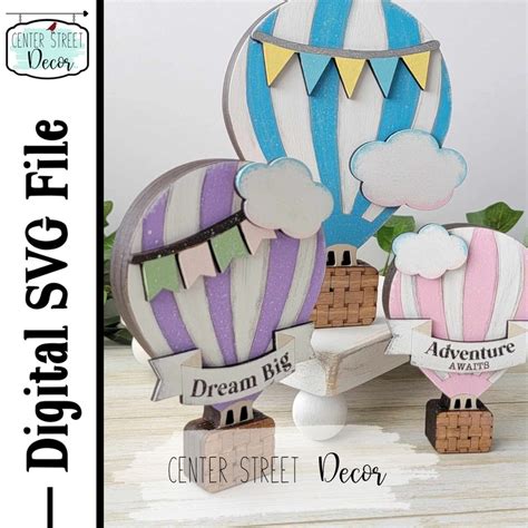 Hot Air Balloon SVG File Shaker Tiered Tray Shelf Sitter Etsy