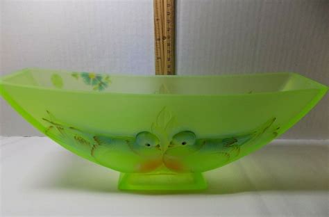 Fenton Lovebirds Vase Hp Key Lime Glass Nancy Fenton Great American