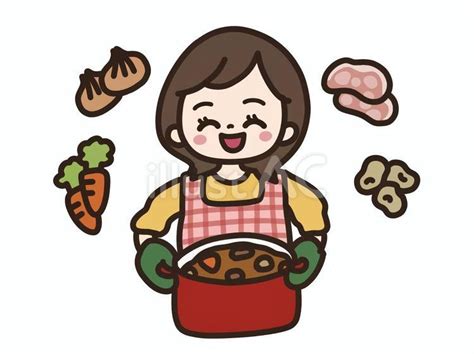 カレー鍋を持った女性イラスト No 23888775／無料イラストフリー素材なら「イラストac」