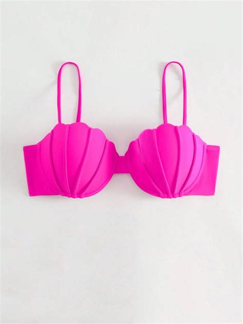 Scallop Trim Push Up Bikini Top SHEIN USA