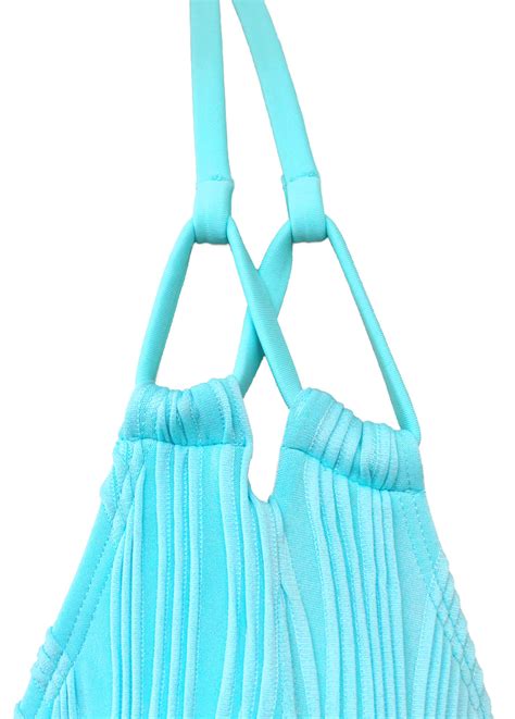 Mid Waisted Patchwork Cyan Bikini Set Modlily USD