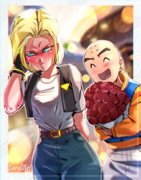 Android 18 And Kuririn Dragon Ball And 1 More Drawn By Sarulart