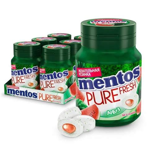 Жевательная резинка Mentos Pure Fresh Арбуз (Ментос Пюр Фреш), 6 шт. по ...