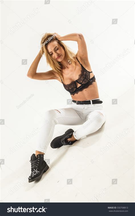 Beautiful Sexy Blonde Girl Jeans Bra Stock Photo Shutterstock