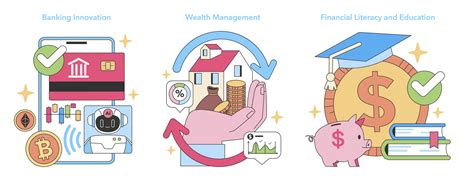financial visions set flat vector illustration  vector art