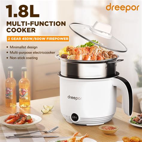Dreepor Mini Rice Cooker With Steamer Small Non Stick Hot Pot Multifunctional Electric Cooker