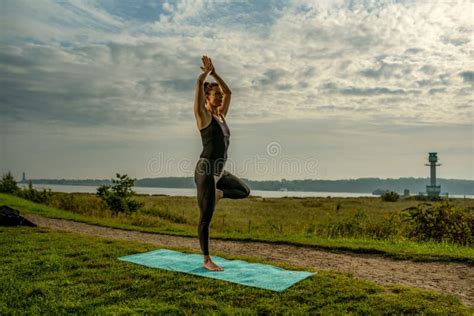 Yoga at the Beach in the Morning Stock Image - Image of full, asana ...