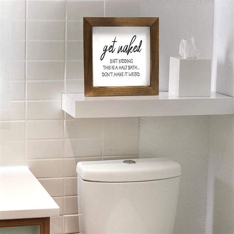 Signs Get Naked Farmhouse Bathroom Sign Half Bath Wooden Farmhouse Decor Funny Bathroom Saying