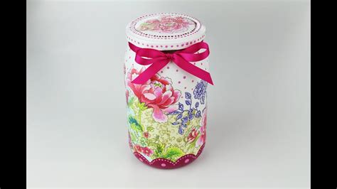 Decoupage Jar Painted Jar Decoupage Tutorial DIY Painted Glass