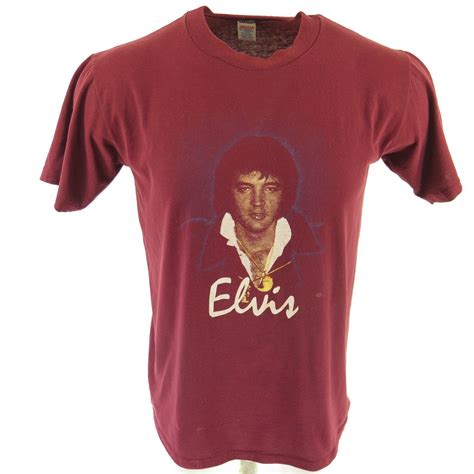Vintage 80s Elvis Presley T Shirt L Maroon The King Rock N Roll Usa 50