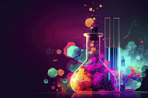 Chemistry Science Research Lab Background With A Glass Flask Stock