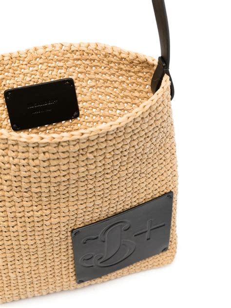 Jil Sander Crochet Raffia Messenger Bag In Nude ModeSens