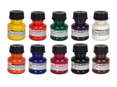 Set Of Technical Drawing Inks Koh I Noor 6 Colors