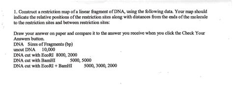 Solved Construct Restriction Map Of A Linear Fragment Of Dna Using