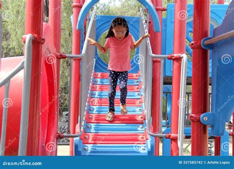 Year Old Latina Girl With Eyeglasses Plays In The Park Games As Therapy For Autism And Adhd