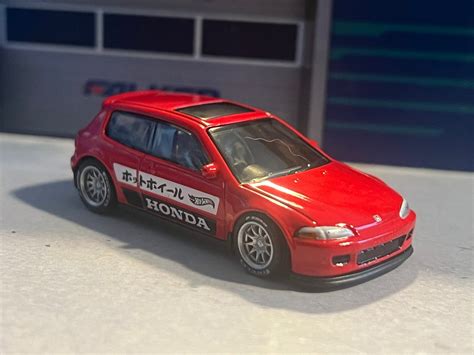 Hot Wheels Red Honda Civic Eg Custom Real Rider Swap Etsy