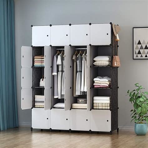 Homidec Portable Wardrobe Cube Closet With Clothes Hanging Rails