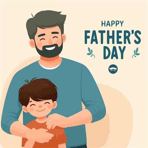 Premium Vector Illustration Of Father And Son With The Text Happy