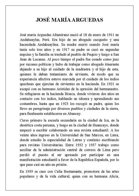 san martin para que la profesora de d - JOSÉ MARÍA ARGUEDAS José maría