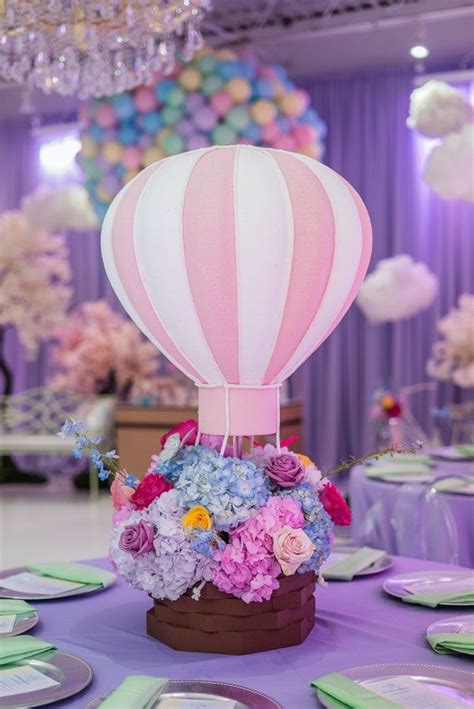 Hot Air Balloon Fun In Spring Time PartySlate Pink Balloons Hot Air Balloon Centerpieces