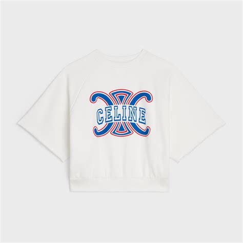 Celine Triomphe Sweatshirt In Cotton Fleece Whiteredblue Celine