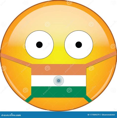 Indian Emoji in Una Maschera Medica Che Protegge Dall'influenza Aviaria