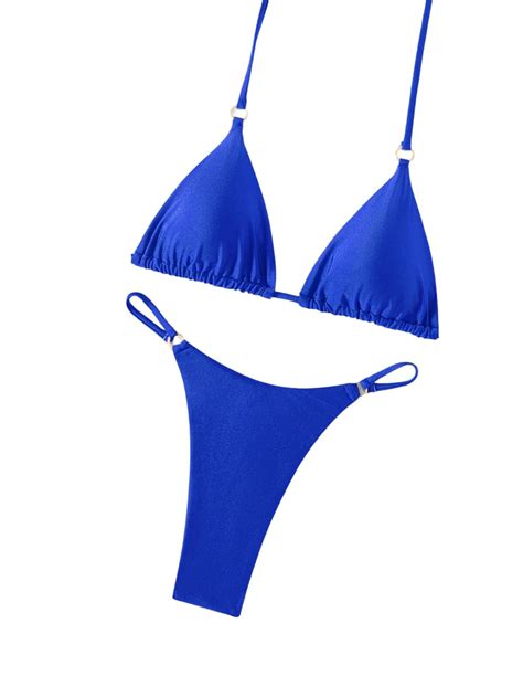 Shenhe Women S Piece Halter Swimsuits Triangle Thong Tie Back Sexy String Bikini Set Medium